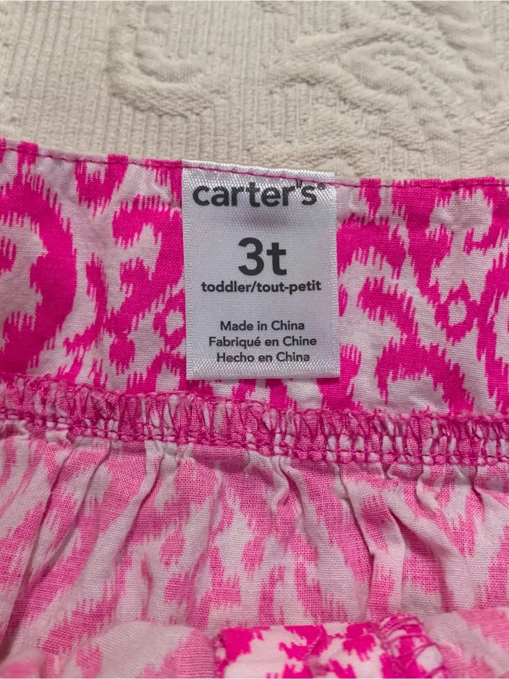 Carter's Pink Ikat Square Neck Spaghetti Strap Toddler Girls 3T Casual Tank